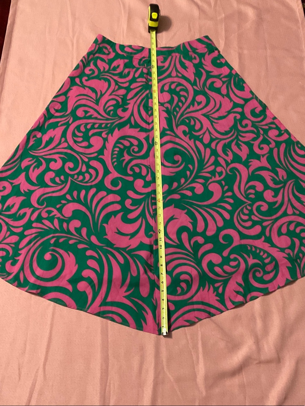 SHEIN Green & Pink Swirl Circle Skirt